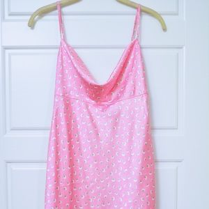 Zara Pink Mini Cowl Neck Floral Satin Slip Dress